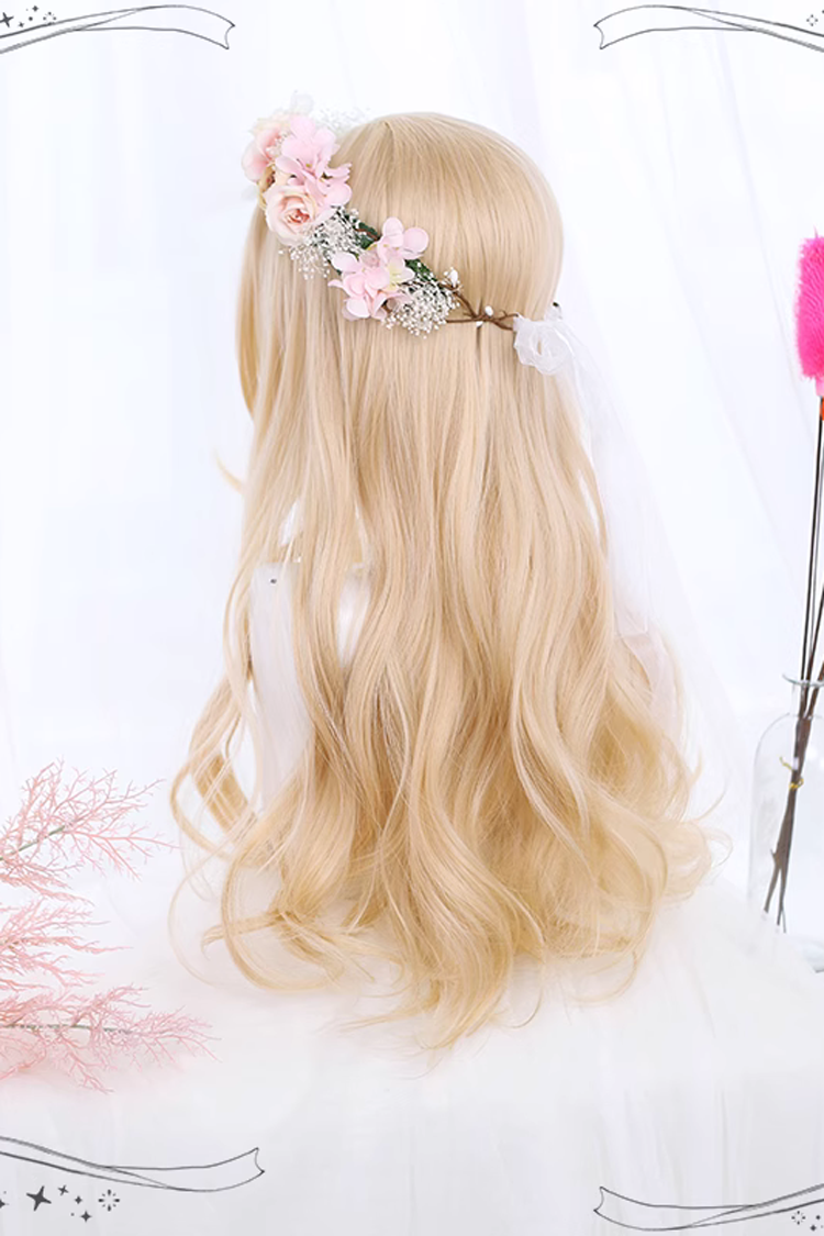 Light Golden Daily Long Curly Hair Sweet Lolita Wigs
