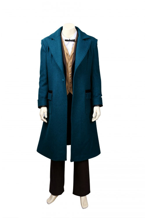 Fantastic Beasts And Where To Find Them Newt Scamander Halloween Cosplay Costume Blue Woolen Coat