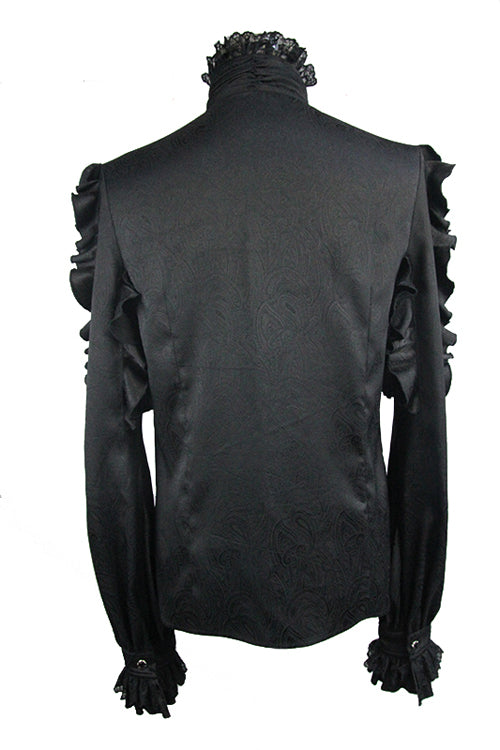 Black Vampire Ruffled Sleeves Mens Gothic Blouse