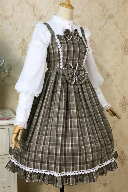 Plaid Print With Fake Collar High Waisted Sweet Lolita JSK Dress