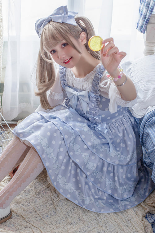 Dot Print Multi-Layer Ruffled High Waist Sweet Lolita JSK Dress