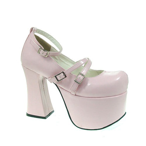 Pink Round Toe Scalloped Platform Heel High Lolita Shoes