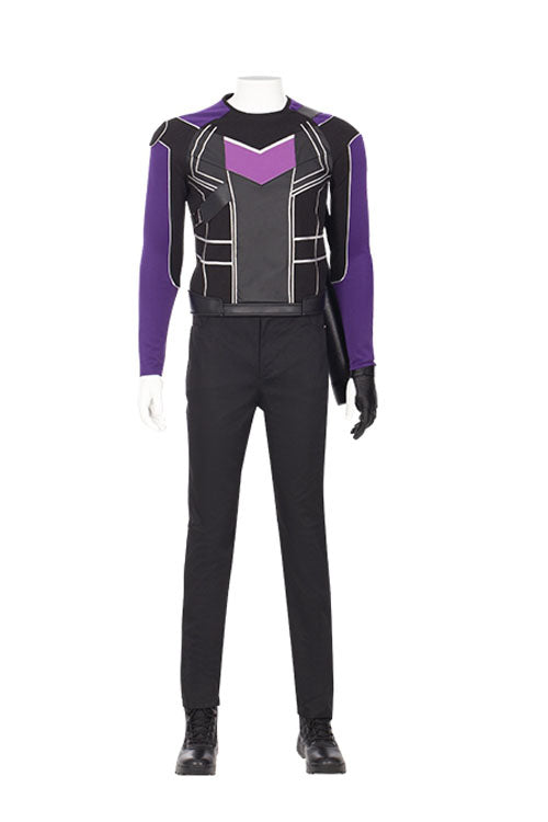 Super Hero Hawkeye Purple/Black Battle Suit Halloween Cosplay Costume Full Set