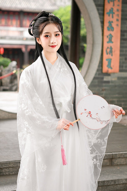 White Lady Chinese Style Fairy Sweet Hanfu Dress Full Set