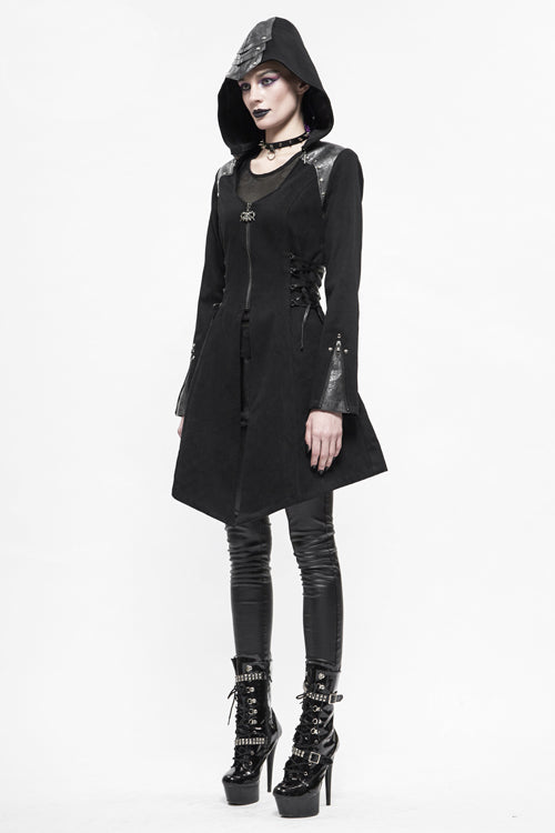 Black Hat Removable Slim Long Womens Gothic Coat