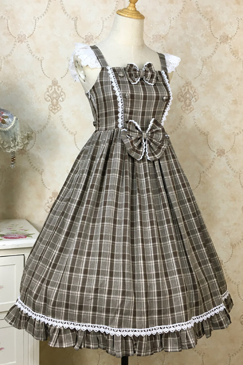Plaid Print With Fake Collar High Waisted Sweet Lolita JSK Dress