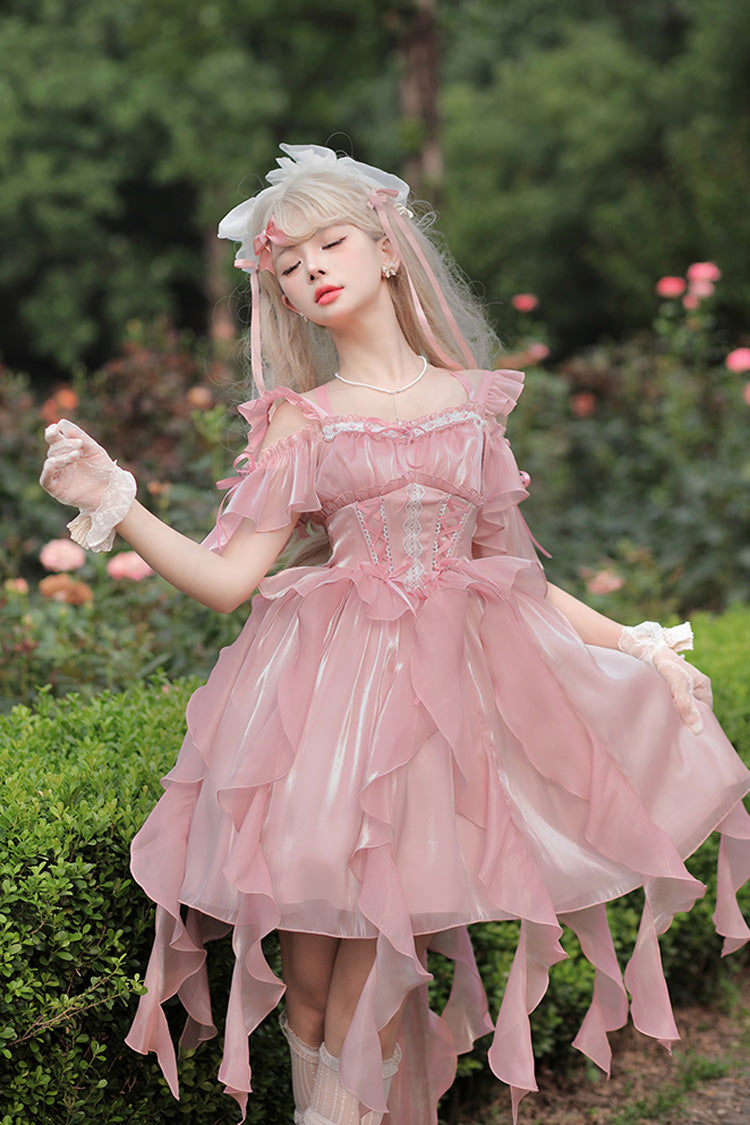 ピンク ギャラクシー 祈り コルセット フィッシュボーン リボン