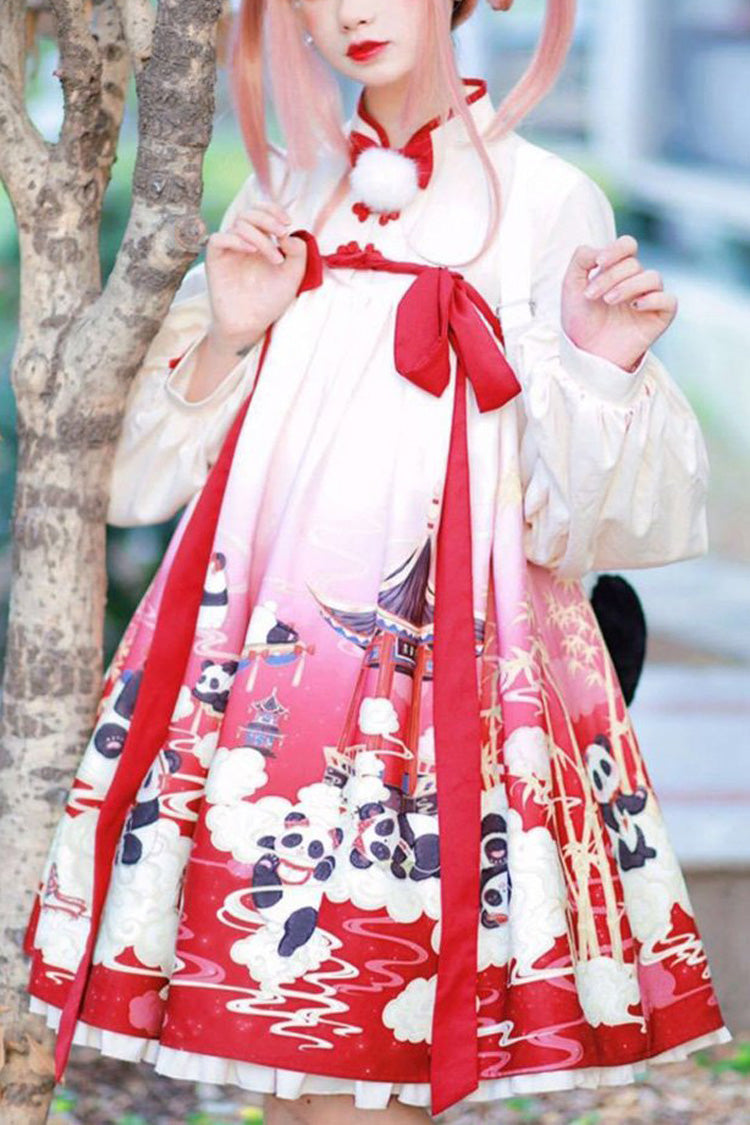 Panda Print Chinese Style Sweet Lolita OP Dress
