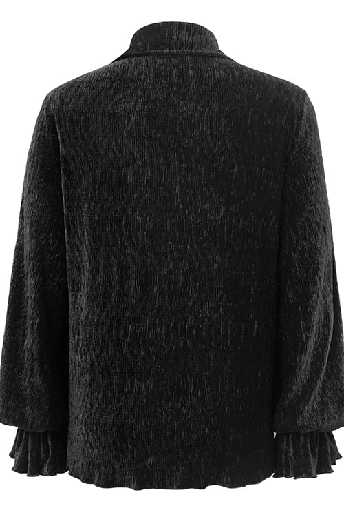 Black Velvet Elastic Lantern Sleeves Mens Gothic Blouse