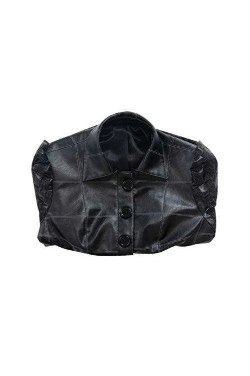 Cruella Black Leather Skirt Suit Halloween Cosplay Costume Black Leather Top