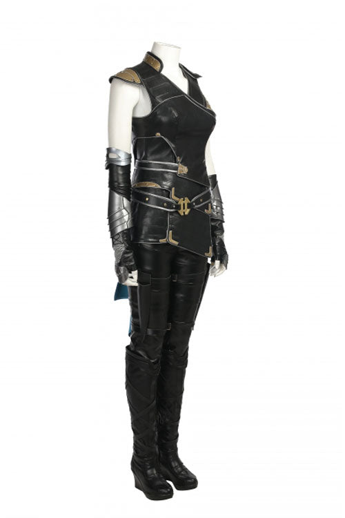 Thor Ragnarok Valkyrie Black Battle Suit Halloween Cosplay Costume Full Set