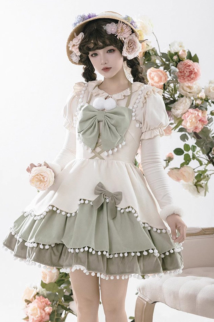 Confession Function Multi-layer Ruffle Bowknot Color Matching Autumn Winter Sweet Lolita Jsk Dress